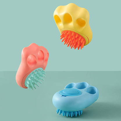 Durable Cat Paw Bath Brush Fine Foaming Labor-Saving Cartoon Shape Pet Dog Cat Pet Hair Grooming Brush Reusable Dog Hair Comb Pet Products
